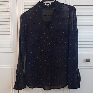 Express Sheer Portofino Shirt - hearts